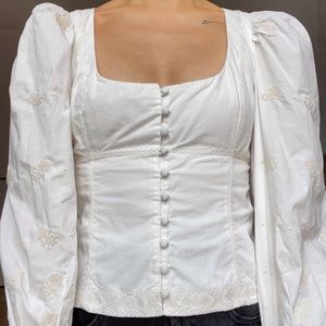 Cotton top with balloon sleeves
